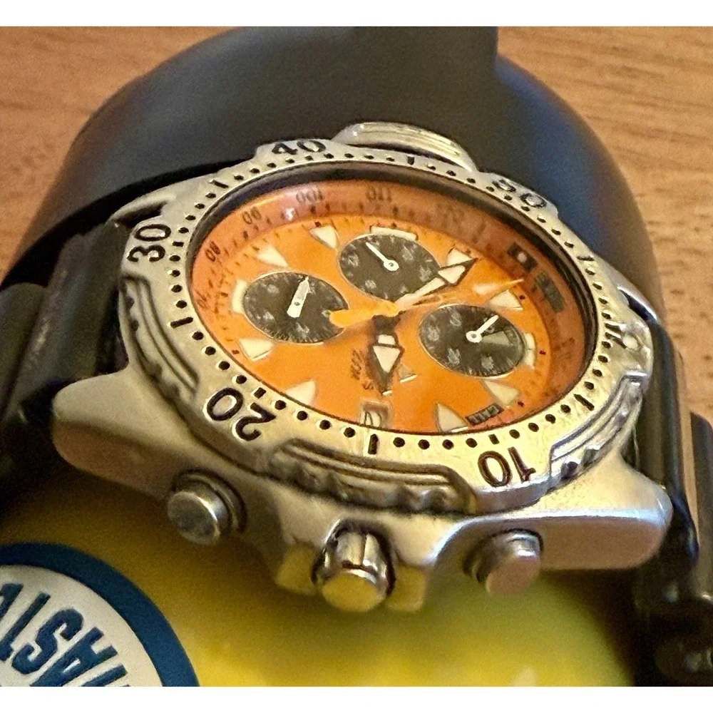 RARE Citizen Aqualand 3745-E70031 Promaster Diver 200m Watch Orange Dial W Case
